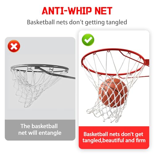 Basketball Net Replacement – Heavy Duty All-Weather Anti-Whip Basketball Hoop Net, 12 Loops, Fits Standard Indoor & Outdoor Rims,Basketball Accessories, Rim Not Included - size: 1 PC, style: white
