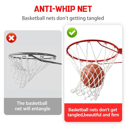 Basketball Net Replacement – Heavy Duty All-Weather Anti-Whip Basketball Hoop Net, 12 Loops, Fits Standard Indoor & Outdoor Rims,Basketball Accessories, Rim Not Included - size: 2 PC, style: blue red