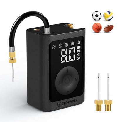 ETENWOLF P300 Plus Ball Pump, Electric Basketball Pump Inflation and Deflation, with 3200 mAh Rechargeable Battery, Air Pump for All Sports Balls - color: black