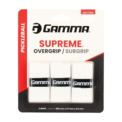 Gamma Pickleball Supreme Overgrip, Easy to Apply Grip Tape for Pickleball Paddles, Badminton, Squash, Padel Racquets, Replacement Tacky Over Wrap Bands, Multiple Color OG - color: White