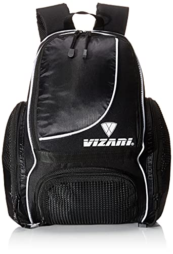 Vizari Solano Soccer Backpack With Ball Compartment and Vented Ball Pocket and Mesh Side Cargo Pockets for Adults and Teens - color: Black