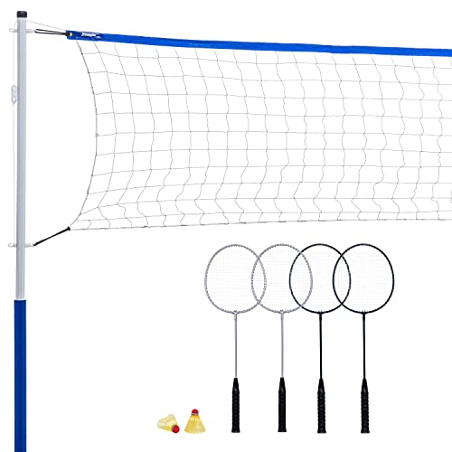Franklin Sports Badminton Set - Portable Badminton Set - Adult and Kids Badminton Net - Perfect Backyard/Lawn Game - Includes 4 Badminton Racquets - Recreational - style: Recreational