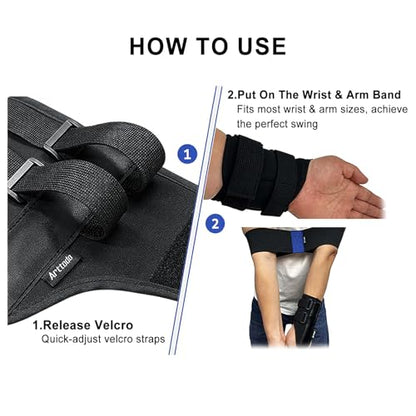 Golf Training Kit with Arm Band & Wrist Strap, Golf Swing Training Aid to Correct Wrist Angle and Develop Muscle Memory for Beginner Golfers