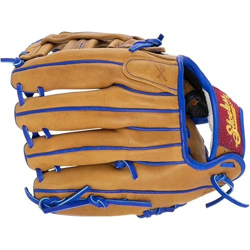 SHOELESS JOE 11 1/2" H-Web - Double Play Series Steer Hide Leather Baseball Glove for Infield Youth & Adult Ballplayers - Right/Left Hand Throw Options - color: Brown Glove w/Royal Blue Trim