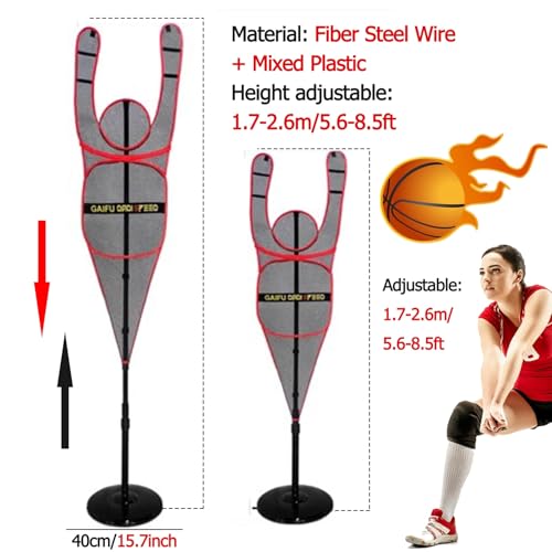 Portable Defender Practice Dummy for Basketball, Adjustable Freestanding Training Mannequin for Dribbling Shooting Passing (Red)