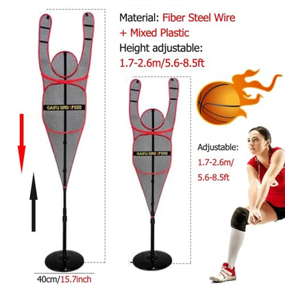 Portable Defender Practice Dummy for Basketball, Adjustable Freestanding Training Mannequin for Dribbling Shooting Passing (Red)