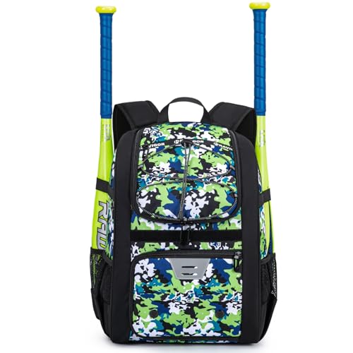KAVIGOR Youth Baseball Bag, Softball Bag for Girls & Boys, Kids Tball Backpack with Shoes Compartment