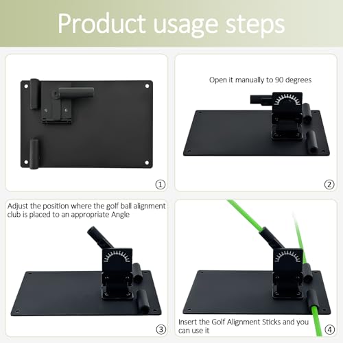 Golf Alignment Sticks and Angle Holder Set Plate Thickened metal adopts damping design Angle adjusted freely Teaching Equipment for Aiming Putting Swing Posture Correction Golf Swing Training