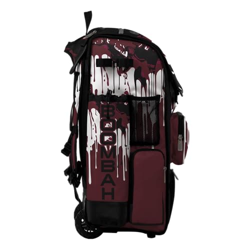 Boombah Superpack Hybrid Rolling Bat Bag - Wheeled & Backpack Version - Graffiti Drip - Multiple Color Options - color: Black/Maroon/White
