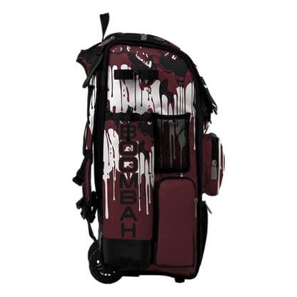 Boombah Superpack Hybrid Rolling Bat Bag - Wheeled & Backpack Version - Graffiti Drip - Multiple Color Options - color: Black/Maroon/White