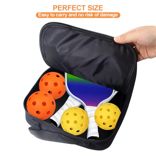Pickleball Paddle Cover with Pocket, With Extra Storage Space Pocket for Accessories, Fits Store 2 Paddle &4balls, Zipper Closure - Waterproof Material