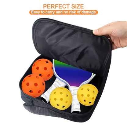 Pickleball Paddle Cover with Pocket, With Extra Storage Space Pocket for Accessories, Fits Store 2 Paddle &4balls, Zipper Closure - Waterproof Material