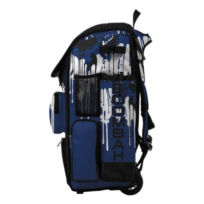 Boombah Superpack Hybrid Rolling Bat Bag - Wheeled & Backpack Version - Graffiti Drip - Multiple Color Options - color: Black/Royal Blue/White
