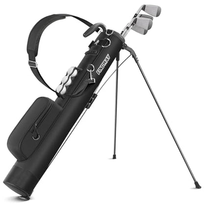 Findway Golf Stand Bag, Small Golf Bag for The Driving Range, Par 3 and Executive Courses, Lightweight Golf Club Carry Bag with Ball Holder and Pockets for Men Women - color: Pure Black