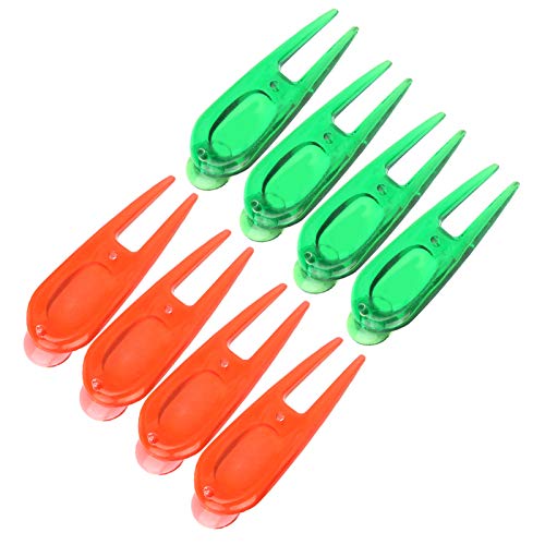 Green Repair Fork, Ball Marker Tool with 4 Red and 4 Green Markers for Divot Fixing
