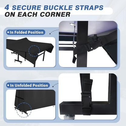 Ping Pong Table Cover Outdoor Waterproof, Dual Function Table Tennis Cover Fits Both Folding Tables and Flat Tables Indoor & Outside 68"L x 6"/30"W x 62"H, Black - color: Black