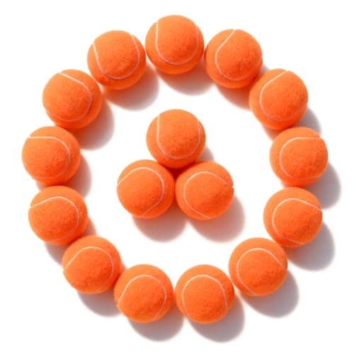 PoyPet 16-Pack Tennis Balls Bulk for Practice,Training and Beginners | Ideal for Dog Fetch,Chew and Play - color: Orange