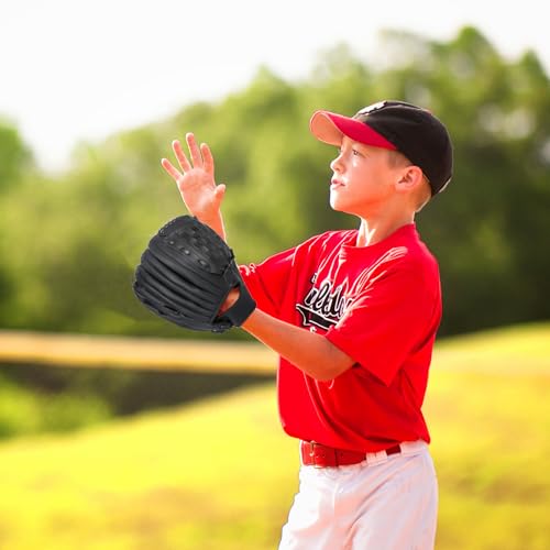 Baseball Glove + Ball Sets, Softball Glove, Baseball Mitt, 10.5''-12.5'' for Youth/Adult Training and Beginner Play, Synthetic Leather Softball Mitt - color: Black, size: 12.5"