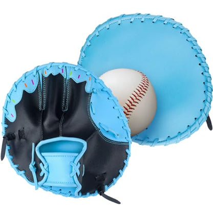 1 Pack Ice Cream Pancake Baseball Training Glove for Right Hand Throw Sizes 10 Soft PVC Infield Fielding Glove for Youth Players, Sturdy Practice Gear for Ground Balls & Defense Drills
