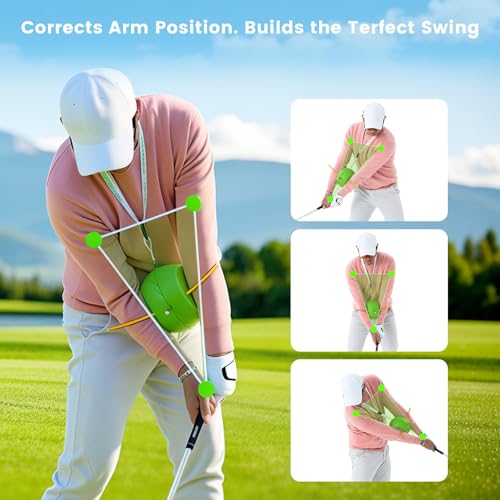 Upgraded The Connector Golf Training Aid with Detachable Lanyard, Golf Swing Trainer for Posture Correction & Arm Structure, Golf Training Aid for Beginners & Pros, Portable Swing Practice Tool