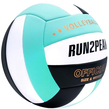 RUN2PEAK Soft Volleyball Ball Official Size 5 Volleyballs for Indoor Outdoor Beach Pool Game Play for Teen Beginner Recreational Team Professional PU Leather Training Practice Volley Balls