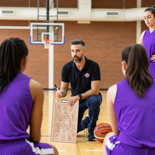 WISYOK Double-Sided Basketball Coaching Clipboard, Dry Erase Board for Coaches, Ideal Basketball Coach Gift - style: Basketball