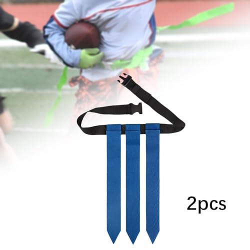 2Pcs Flag Football Belts Flag Football Set with Flags Rugby Waist Flag for Football - color: Blue