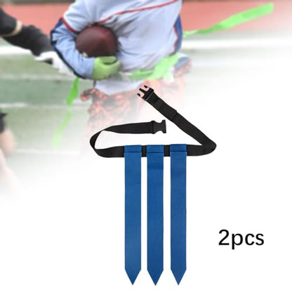 2Pcs Flag Football Belts Flag Football Set with Flags Rugby Waist Flag for Football - color: Blue