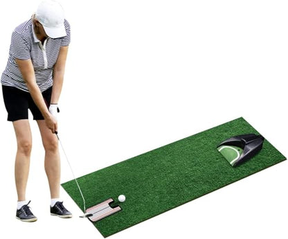 Golf Putting Alignment Mirror with Putting Cup Combo, Portable Putting Training Aids, Practice Putting Trainer with Hole Cup Set, Mirror Size 12”L x 6”W