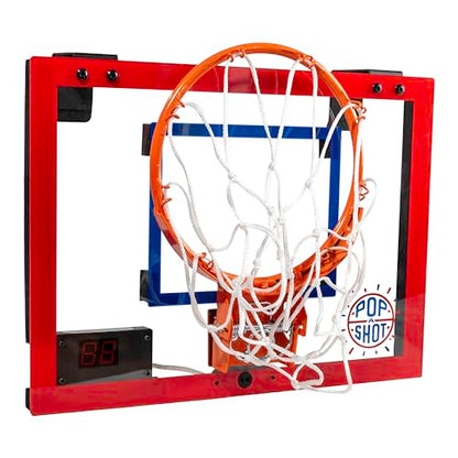 Pop-A-Shot Super Slam Over The Door Mini Basketball Hoop for Adults | 2 Included Basketballs and Pump | Built for Dunks | Breakaway Rim | Shatter Resistant Backboard | 17x12.5 Inches