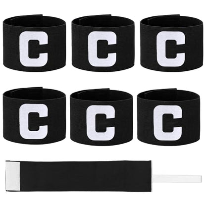 6 Pack Captain Arm Bands for Soccer, 7x33 Cm/2.75x13 Inch Black Soccer Captain Armband Adjustable Leader Armband Team Sport Arm Band Football Basketball Player Band for Adult Youth Football Team