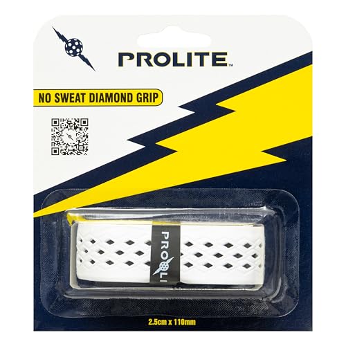 No-Sweat Diamond Grip for Pickleball Paddles, Tennis, Racquetball - color: White w/ Black Underlay, size: 1-Pack