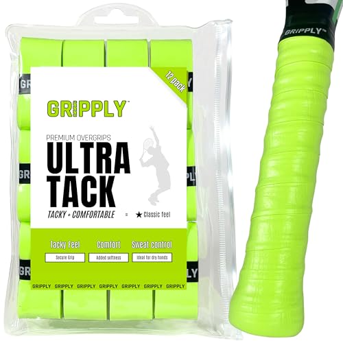 Ultra Tack Premium Overgrips, Tacky and Comfortable Racket Grip Tape for Tennis, Pickleball & Padel Rackets, Sweat-absorbant Racquet and Paddle Handle Tape for Control