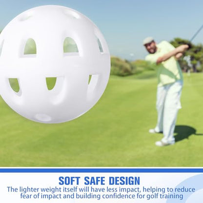Junkin 50 Pack Practice Golf Balls Limited Flight Plastic Impact Golf Balls 1.65 Inch Hollow Soft Training Resistant EVA Foam Realistic Feel for Indoor Outdoor Swing Training