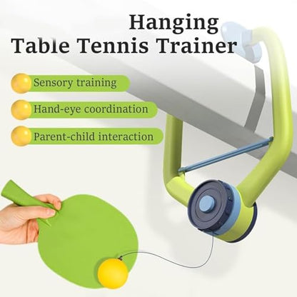 Door Plinking Game, Door Pong Game for Kids, Door Ping Pong Trainer, Adjustable Hanging Table Tennis Set with 1 Pc Trainer&6 Balls, Daily Portable Exercise Kit
