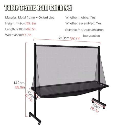 Adults & Kids Ping Pong Recycle Catcher Net, Movable Table Tennis Ball Collecting Net for Multi Ball Drills, Park School Club Gyms Training Auxiliary Organizer Net, Easy Set Up