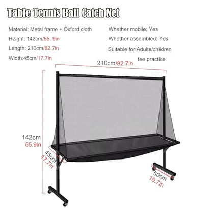 Adults & Kids Ping Pong Recycle Catcher Net, Movable Table Tennis Ball Collecting Net for Multi Ball Drills, Park School Club Gyms Training Auxiliary Organizer Net, Easy Set Up