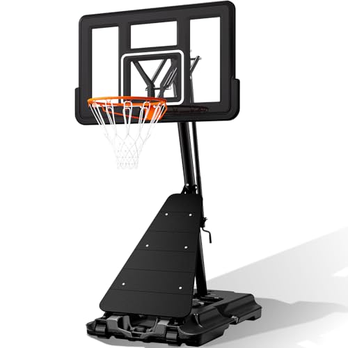 BACKYARD BLITZ Basketball Hoop,40&44&48in Backboard Portable Basketball Goal System, 10FT Hand-Crank Adjustable Basketball Hoop Outdoor - size: 48in Backboard