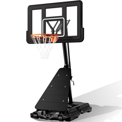 BACKYARD BLITZ Basketball Hoop,40&44&48in Backboard Portable Basketball Goal System, 10FT Hand-Crank Adjustable Basketball Hoop Outdoor - size: 48in Backboard