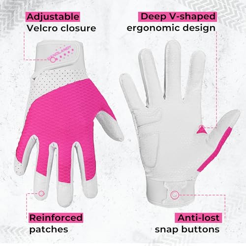 HANDLANDY Baseball Batting Gloves for Adult Youth, Grip Breathable Softball Batting Gloves Fit Men Kids Boys Girls - color: Pink-Kids, size: Kids Medium