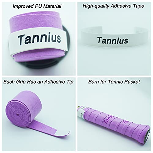 Tennis Racket Grip Tape, (6 or 9 Pack) Dry Feel Tennis Grips, Absorbent and Enhanced Tennis Racquet Overgrip - color: 6-Pack Purple