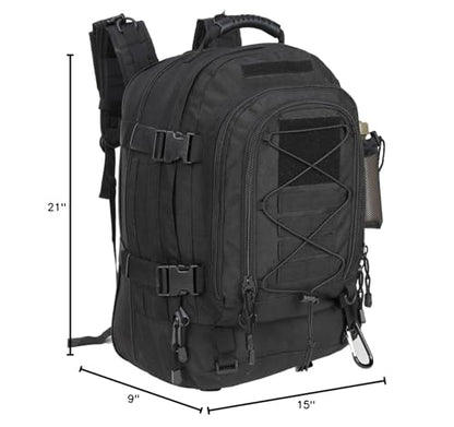 Miramrax Tactical Backpack Military Hiking Daypack - Molle Backpack for Men 3 Day Assault Pack Bug Out Bag for Camping Travel Army Hunting Gym Rucksack Survival (Black) - color: Black