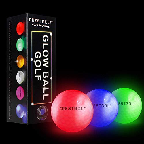 Crestgolf Glow in The Dark Golf Balls with Glow Tees, Super Bright Light Up LED Balls with 12-Minute Reset Timer, Fun Gift for Men and Women, Backyard Putting Greens - color: Red/Blue/Green