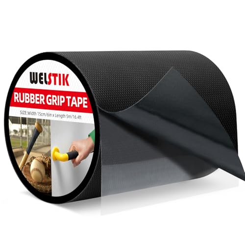 WELSTIK Rubber Grip Tape, Ultra Strong Waterproof Anti Slip Tape with Textured Adhesive for DIY Tools & Gadgets (Black, 6In x 16.4Ft) - size: 6inch*16.4ft