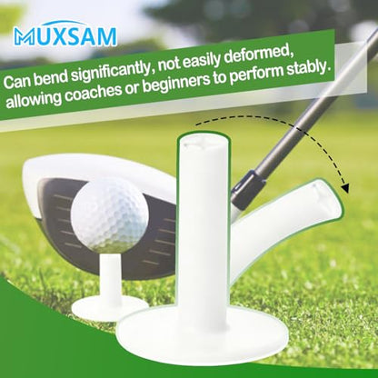MUXSAM Golf Rubber Tee Holder, 5-Pack Stable Golf Ball Holder Driving Range Tees for Indoor Outdoor Practice Driving Range Mats (White) - size: 1.5''/38mm