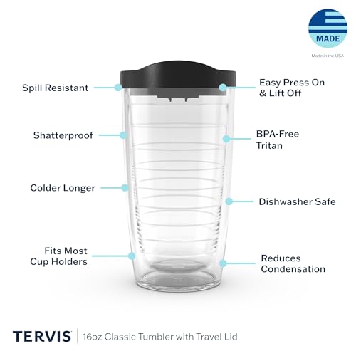Tervis Pickleball Made in USA Double Walled Insulated Tumbler Travel Cup Keeps Drinks Cold & Hot, 16oz, Classic - style: 16oz