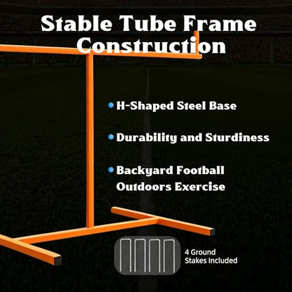 Adjustable Football Field Goal Post - 8' x 6' Steel Frame, Stable Tube Frame Construction, Height Adjustable for Backyard Football Training, for Youth & Adult Players