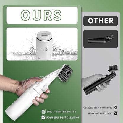 Pro Golf Club Brush Cleaner - Squeeze Bottle with Nylon Bristles - Push Button Spray - 9.8 Inches Holds 8 Oz Water - Best Golf Gifts for Men/Women (White)