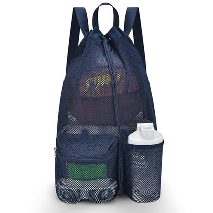 Large Drawstring Backpack for Men Women Athletic Gym Sports Workout Beach Swimming Commuting Travel - color: Navy, style: L: 21"x12.5"x5.5"