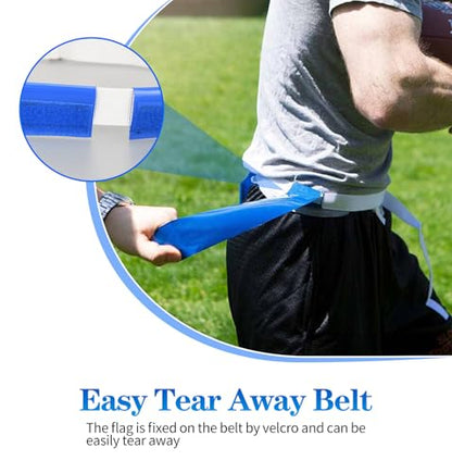 DkOvn Flag Football Set, Flag Football Belts with Flags, Easy Tear Away Belt for Youths, Adult Players of Flag Football - color: 8pcs(4 Blue+4 Red)